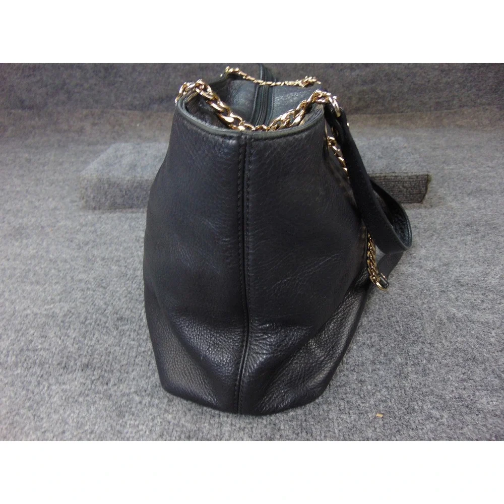 Michael Kors Black Pebbled Leather Chain Strap‎ Tote Shoulder Bag Designer Purse